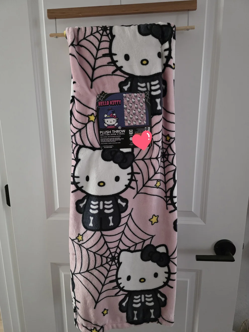 NWT Hello Kitty Pink Skeleton Plush Throw